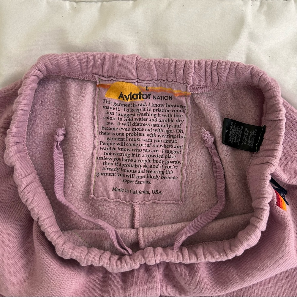 Aviator Nation Rainbow Heart Stitch Sweatpants Mauve large - Picture 14 of 15